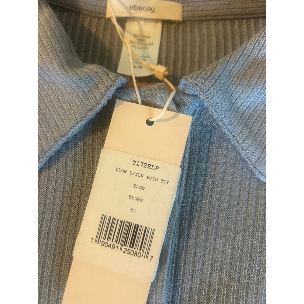 EBERJEY Elon Polo Top Loungewear Pajamas LUXURY MINIMALIST XL NEW NWD NWT Blue 2 - Picture 7 of 9